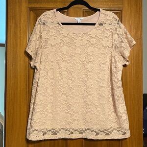Boutique Lace overlay top. Women’s 1X. Color is blush.